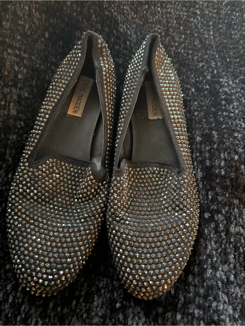 Steve Madden Black Crystal Studded Loafers
